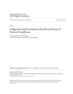 Indigenism and Feminism in the Prose Fiction of Rosario Castellanos. George Alexander St