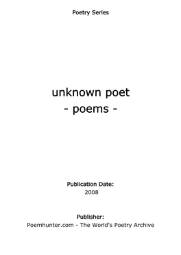 Unknown Poet - Poems