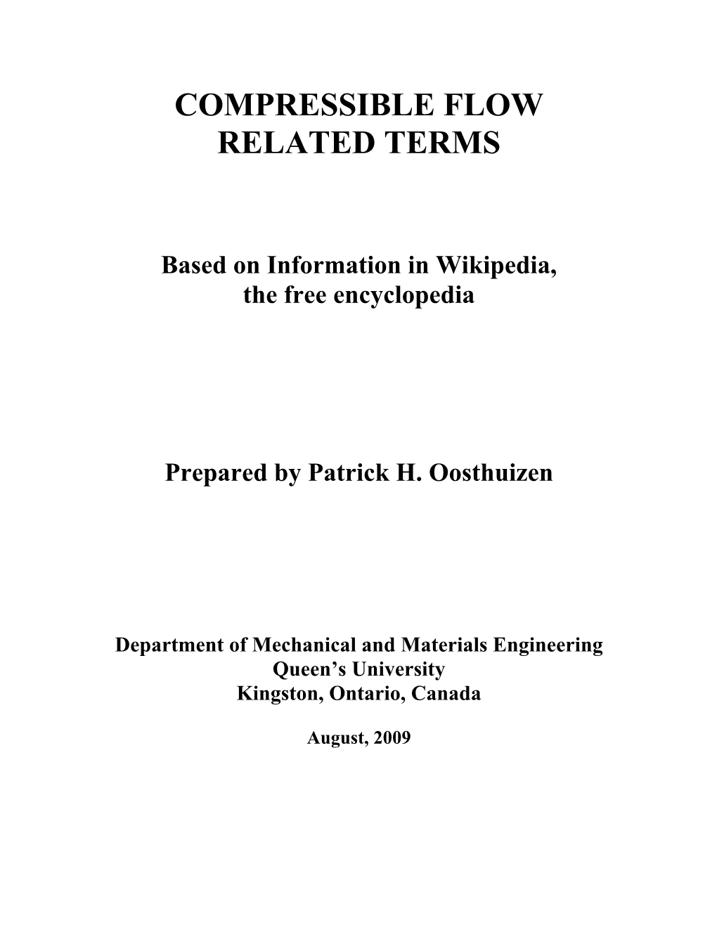 Compressible Flow Related Terms