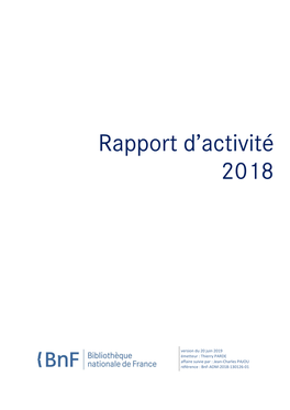 Rapport D'activité 2018 –