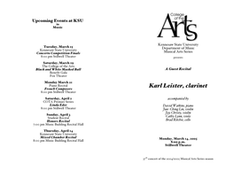 Guest Recital: Karl Leister, Clarinet