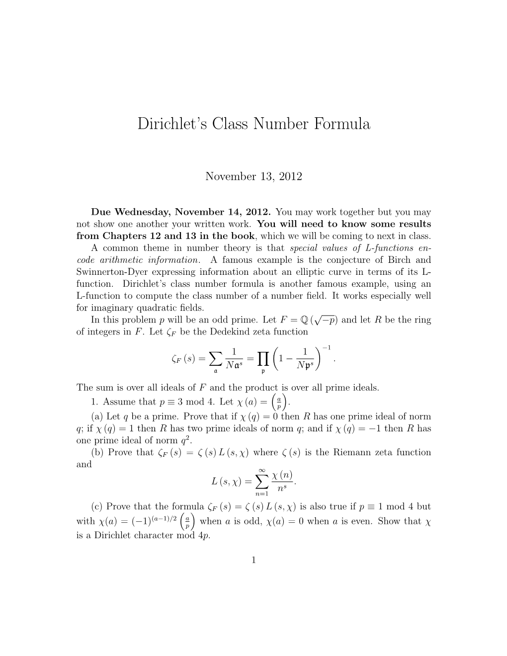 Dirichlet's Class Number Formula