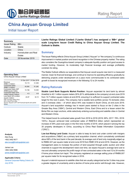 China Aoyuan Group Limited Initial Issuer Report
