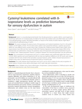 Cysteinyl Leukotriene Correlated with 8-Isoprostane Levels As Predictive