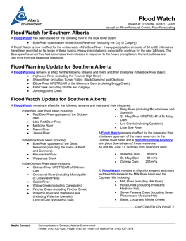 Flood Watch Issued At:10:05 PM, June 17, 2005
