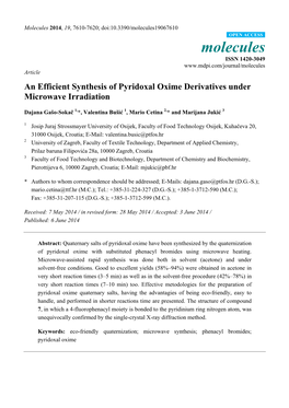 An Efficient Synthesis of Pyridoxal Oxime Derivatives Under Microwave Irradiation