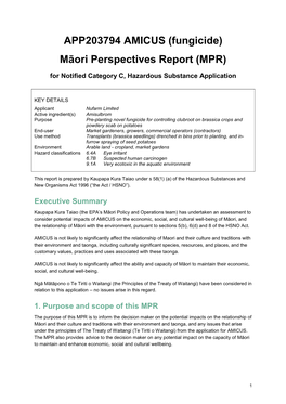 Māori Perspectives Report (MPR)