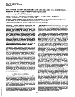 Isothermal, in Vitro Amplification of Nucleic Acids by a Multienzyme