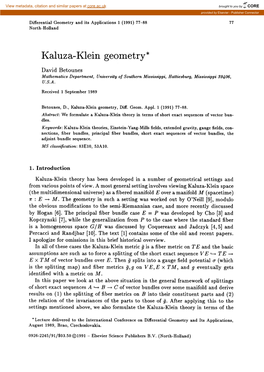 Kaluza-Klein Geometry*