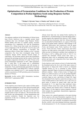 Optimization of Fermentation Conditions for the Production of Protein Composition in Parkia Biglobosa Seeds Using Response Surface Methodology