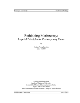 Rethinking Meritocracy: Imperial Principles for Contemporary Times
