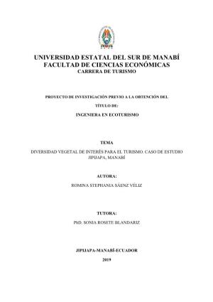 Universidad Estatal Del Sur De Manabí Facultad De Ciencias Económicas Carrera De Turismo