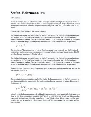 Stefan–Boltzmann Law