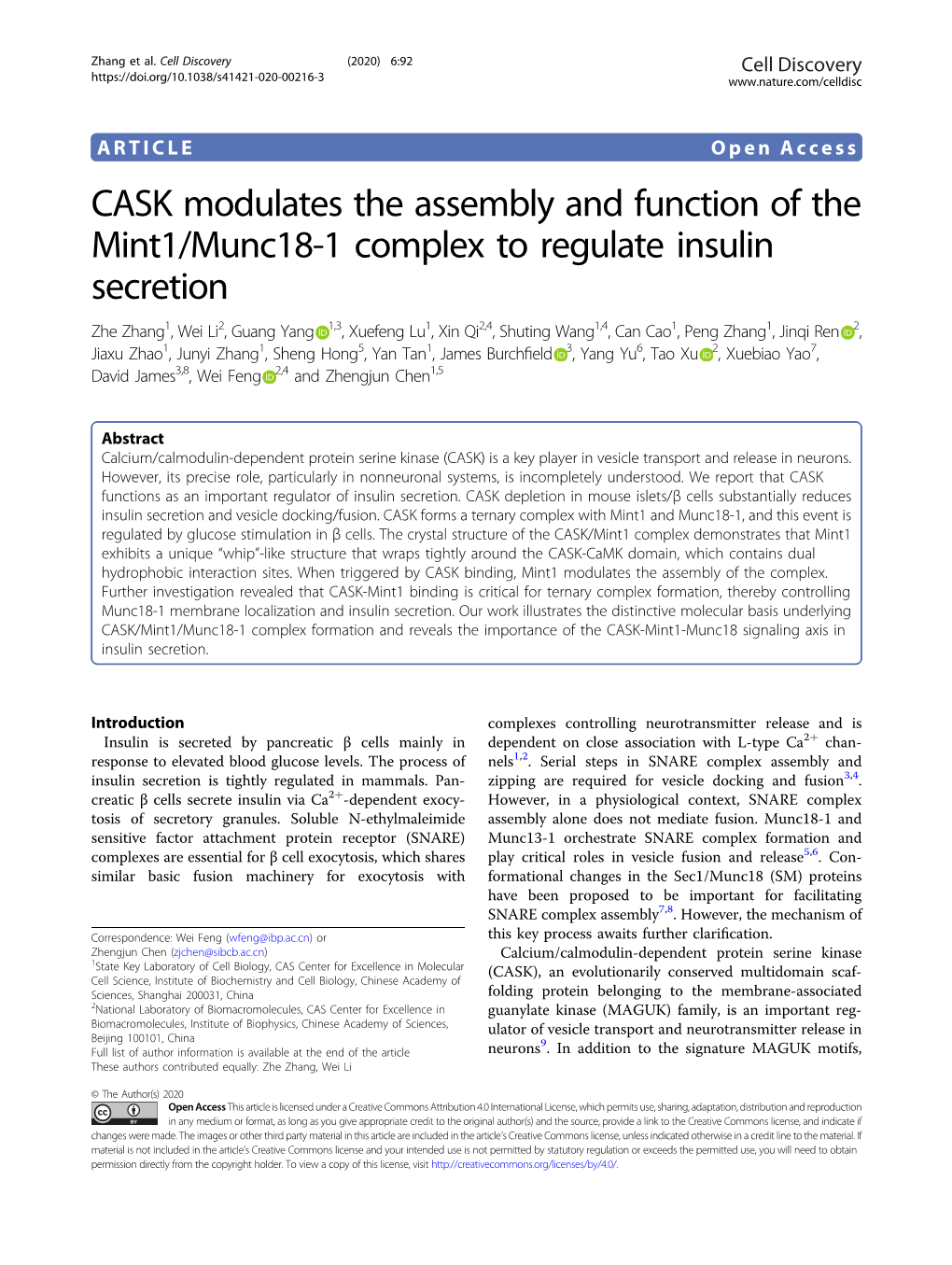 CASK Modulates the Assembly and Function of the Mint1/Munc18-1