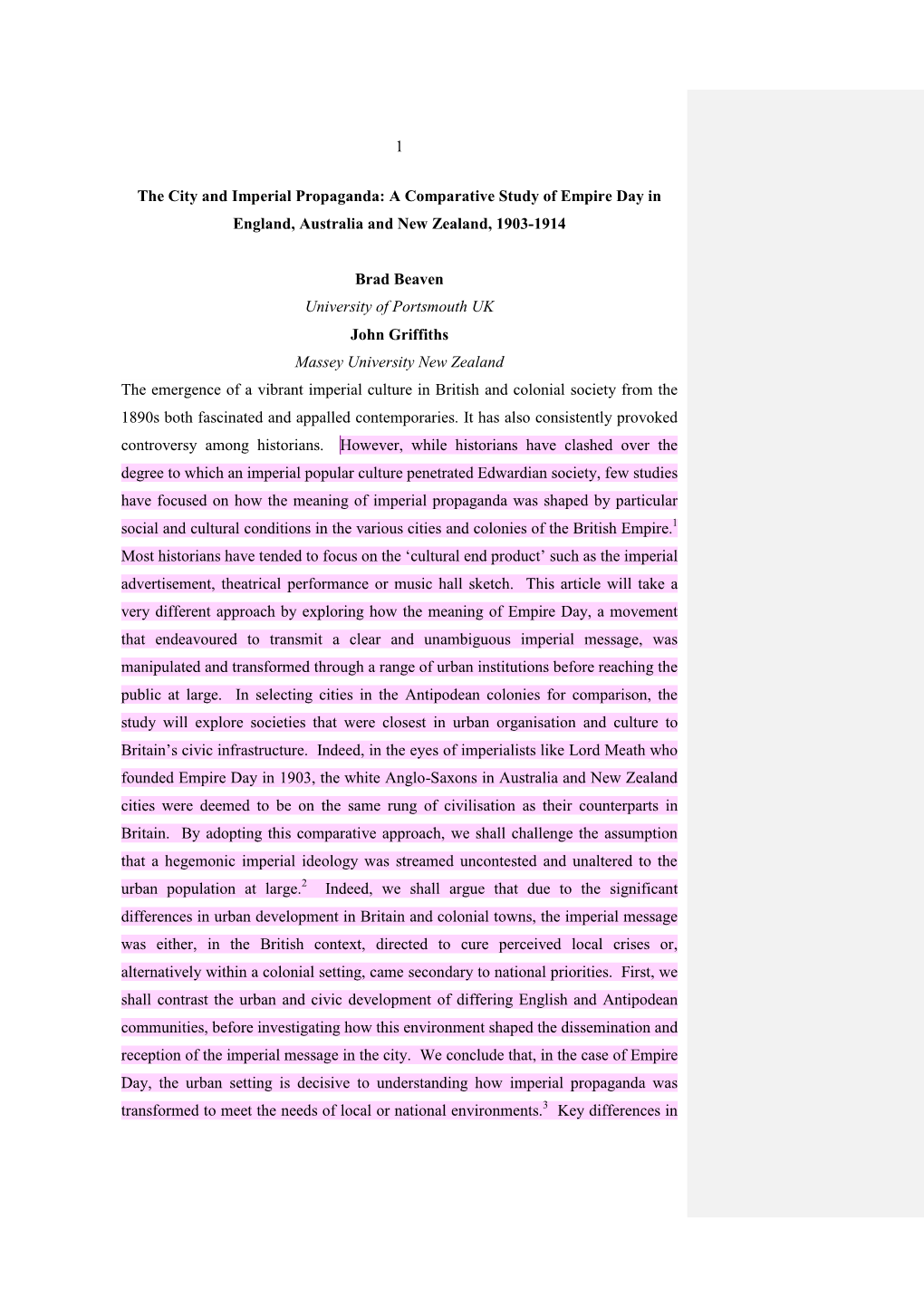 A Comparative Study of Empire Day in England, Australia and New Zealand, 1903-1914