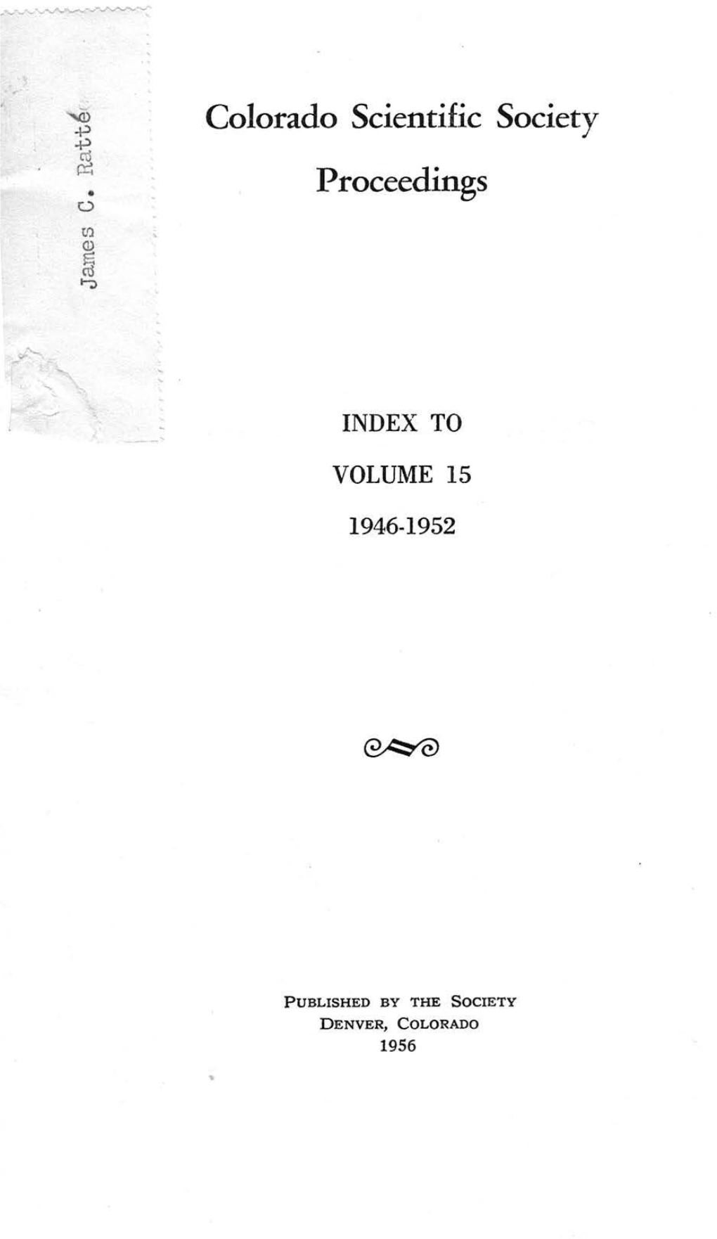 Index to Volume 15, 1946-1952*