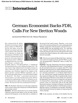 German Economist Backs FDR, Calls for New Bretton Woods