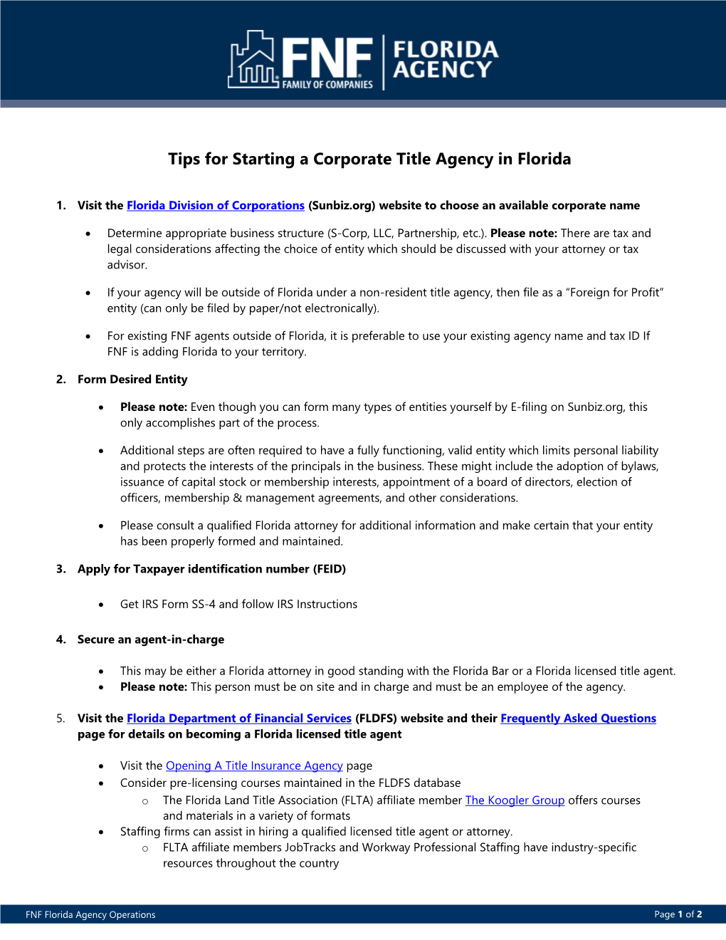 Tips for Starting a Corporate Title Agency in Florida