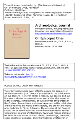 Archaeological Journal on Episcopal Rings