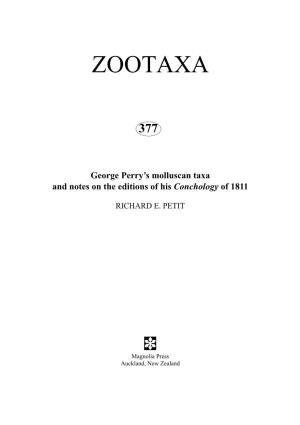 George Perry's Molluscan Taxa and Notes on the Editions of His