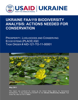 Ukraine Faa119 Biodiversity Analysis: Actions Needed for Conservation