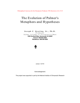 The Evolution of Palmer's Metaphors and Hypotheses