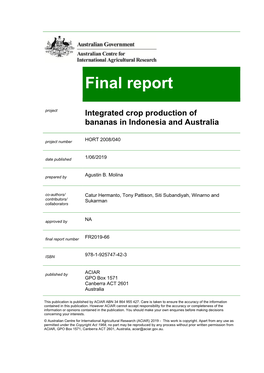 Integrated Crop Production of Bananas in Indonesia and Australia