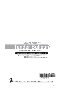 Tender Bulletin No 2513