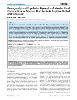Demography and Population Dynamics of Massive Coral Communities in Adjacent High Latitude Regions (United Arab Emirates)