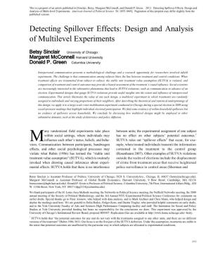 Detecting Spillover Effects: Design and Analysis of Multilevel Experiments