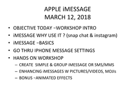 APPLE Imessage MARCH 12, 2018