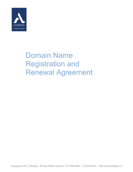 Domain Name Registration and Renewal Agreement 2017.1 Page 1 of 8