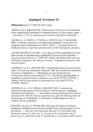 Amphipod Newsletter 25 (2003)