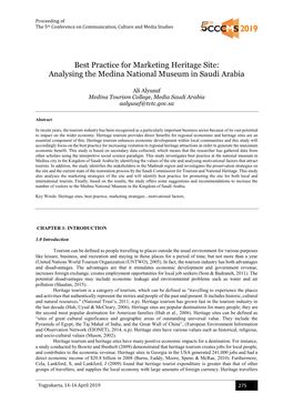 Best Practice for Marketing Heritage Site: Analysing the Medina National Museum in Saudi Arabia