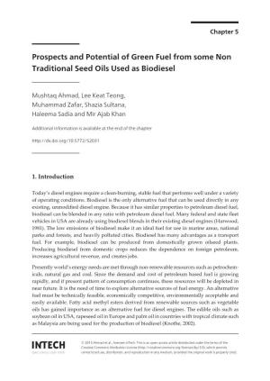 Prospects and Potential of Green Fuel from Some Non Traditional Seed Oils Used As Biodiesel