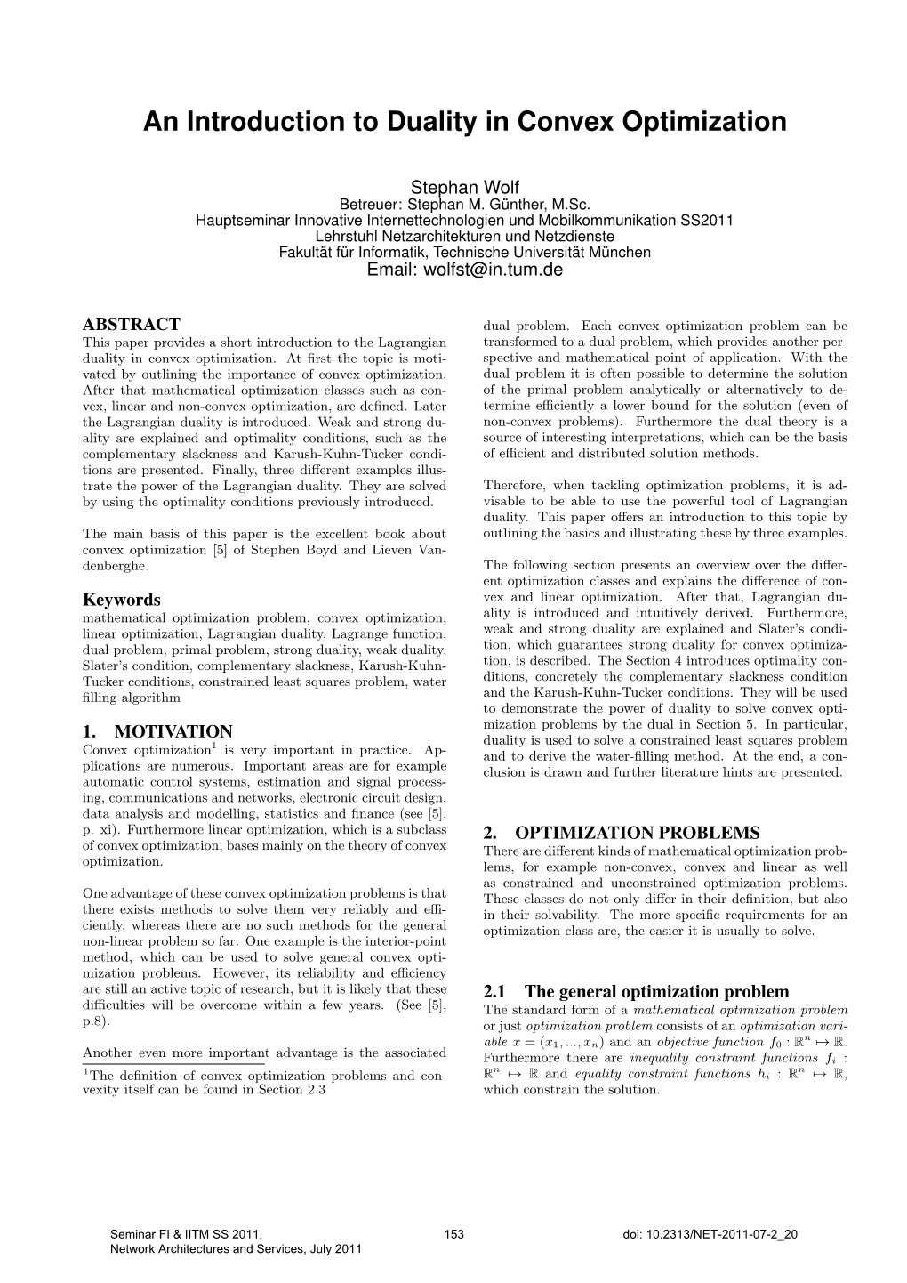 An Introduction to Duality in Convex Optimization