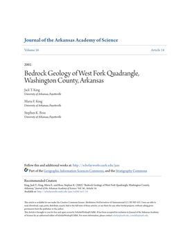 Bedrock Geology of West Fork Quadrangle, Washington County, Arkansas Jack T