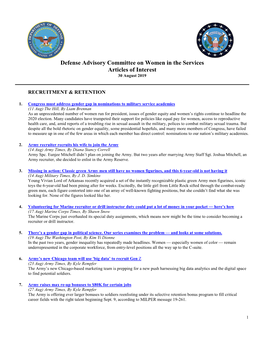 Defense Advisory Committee on Women in the Services Articles of Interest 30 August 2019