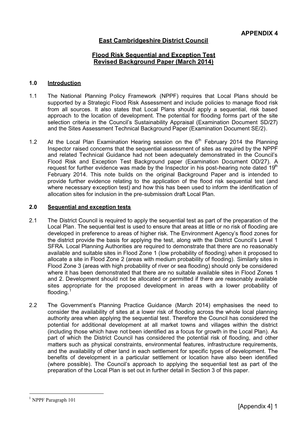 1 APPENDIX 4 East Cambridgeshire District Council Flood Risk