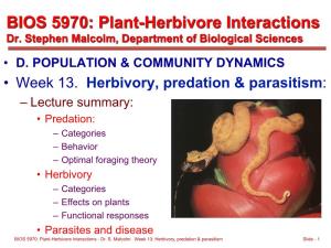 BIOS 5970: Plant-Herbivore Interactions Dr