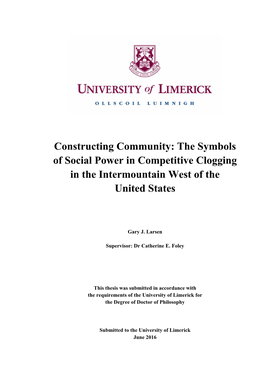 Constructing Community: the Symbols of Social Power in Competitive Clogging in the Intermountain West of the United States