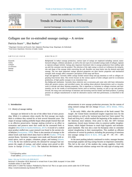 Collagen Use for Co-Extruded Sausage Casings – a Review T ∗ Patricia Suursa, , Shai Barbuta,B a Wageningen University and Research, Dept