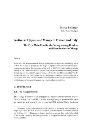 Notions of Japan and Manga in France and Italy1 the First Main Results of a Survey Among Readers and Non-Readers of Manga
