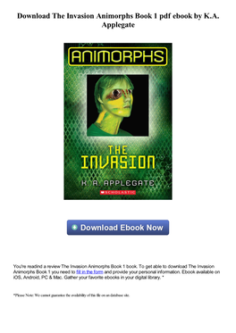 Download the Invasion Animorphs Book 1 Pdf Ebook by K.A. Applegate