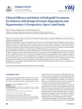 Clinical Efficacy and Safety of Naftopidil Treatment for Patients with Benign Prostatic Hyperplasia and Hypertension: a Prospective, Open-Label Study