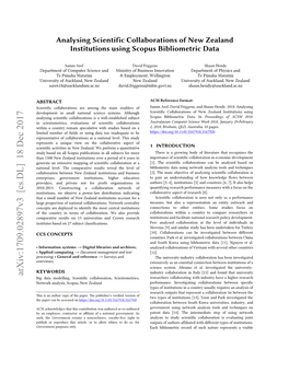 Analysing Scientific Collaborations of New Zealand Institutions Using Scopus Bibliometric Data