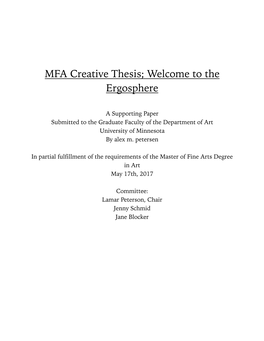 MFA Creative Thesis; Welcome to the Ergosphere