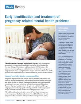 Early Identification and Treatment of Pregnancy-Related Mental Health Problems
