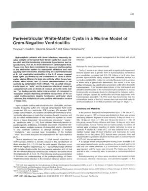 Periventricular White-Matter Cysts in a Murine Model of Gram-Negative Ventriculitis