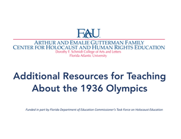 Additional Resources for Teaching About the 1936 Olympics